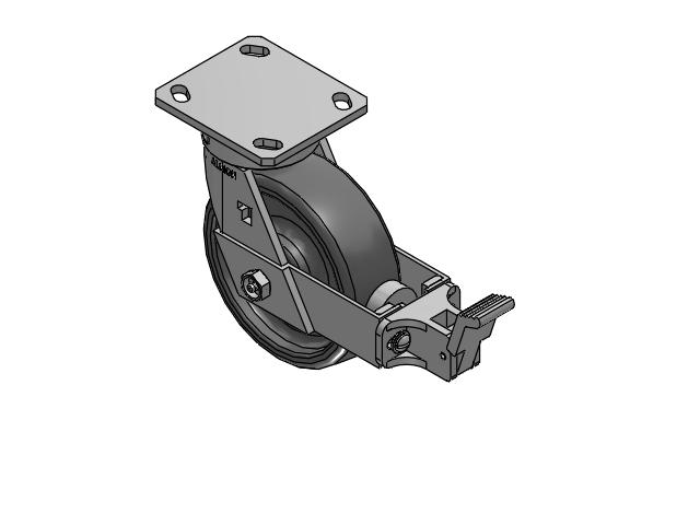 170 Series Top Plate Swivel Caster with 6 x 2 Grey Elastomer SE - Solid Elastomer Wheel and Face Brake