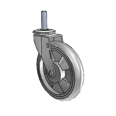 Regent Threaded Stem Polished Nickel Swivel Caster with 5 x .9375 Grey MonoTech Wheel
