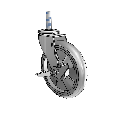 Regent Threaded Stem Polished Nickel Swivel Caster with 5 x .9375 Grey MonoTech Wheel and Side Brake