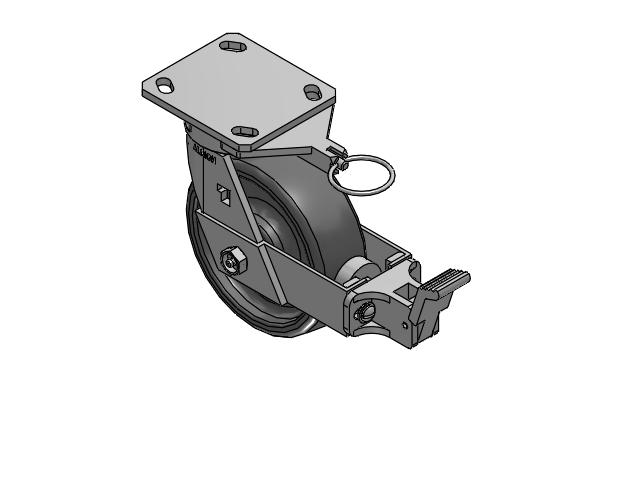 170 Series Top Plate Swivel Caster with 6 x 2 Grey Elastomer SE - Solid Elastomer Wheel and Face Brake