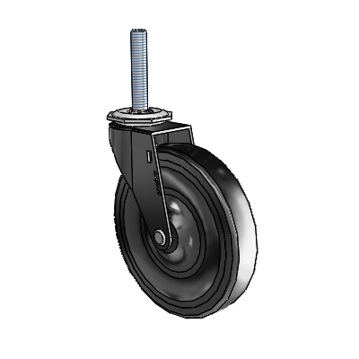Regent Threaded Stem Black Oxide Swivel Caster with 5 x .9375 Black Soft Rubber Wheel