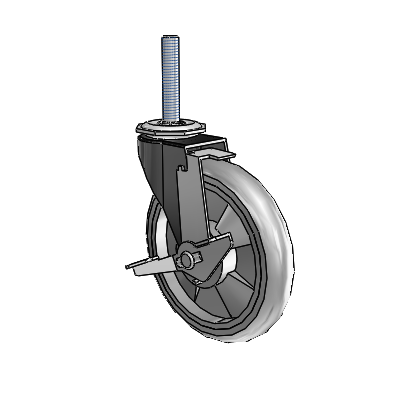 Regent Threaded Stem Black Oxide Swivel Caster with 5 x .9375 Grey MonoTech Wheel and Tread Lock Brake