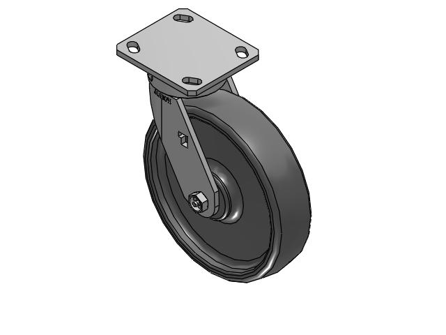170 Series Top Plate Swivel Caster with 8 x 2 Grey Elastomer SE - Solid Elastomer Wheel