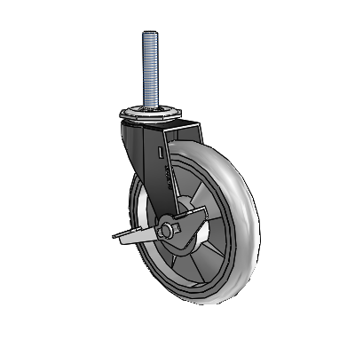 Regent Threaded Stem Black Oxide Swivel Caster with 5 x .9375 Grey MonoTech Wheel and Side Brake