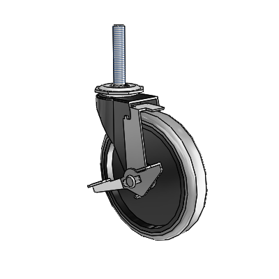 Regent Threaded Stem Black Oxide Swivel Caster with 5 x .9375 Grey Thermoplastic Rubber Wheel and Tread Lock Brake