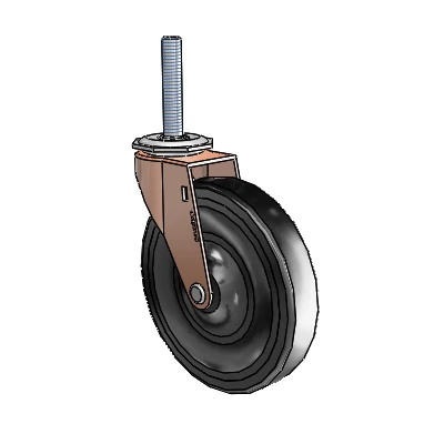 Regent Threaded Stem Copper Oxide Swivel Caster with 5 x .9375 Black Hard Rubber Wheel