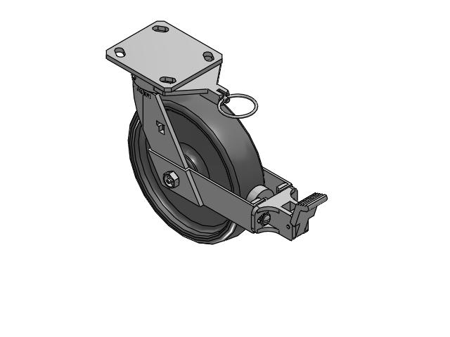 170 Series Top Plate Swivel Caster with 8 x 2 Grey Elastomer SE - Solid Elastomer Wheel and Face Brake