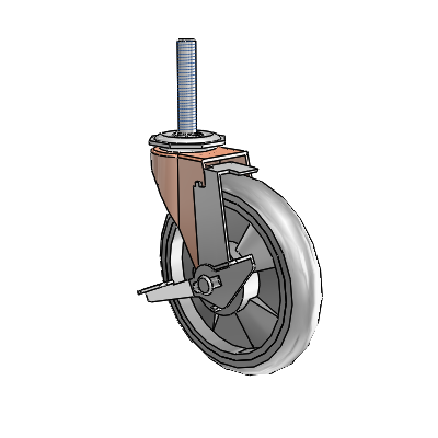 Regent Threaded Stem Copper Oxide Swivel Caster with 5 x .9375 Grey MonoTech Wheel and Tread Lock Brake