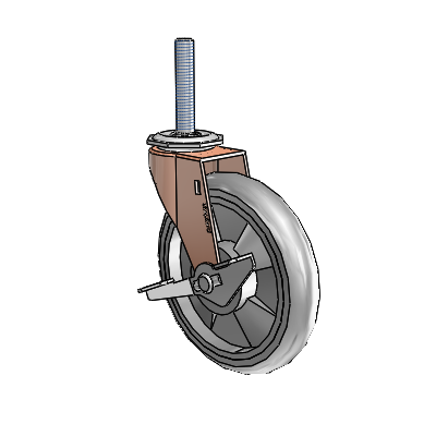 Regent Threaded Stem Copper Oxide Swivel Caster with 5 x .9375 Grey MonoTech Wheel and Side Brake
