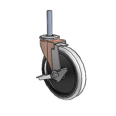 Regent Threaded Stem Copper Oxide Swivel Caster with 5 x .9375 Grey Thermoplastic Urethane Wheel and Tread Lock Brake