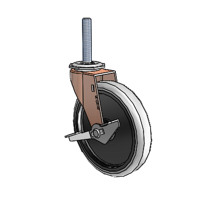Regent Threaded Stem Copper Oxide Swivel Caster with 5 x .9375 Grey Thermoplastic Urethane Wheel and Side Brake
