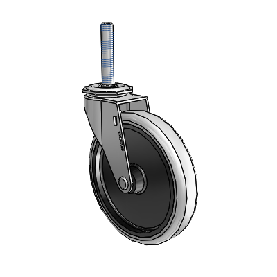 Regent Threaded Stem Polished Nickel Swivel Caster with 5 x .9375 Grey Thermoplastic Urethane Wheel