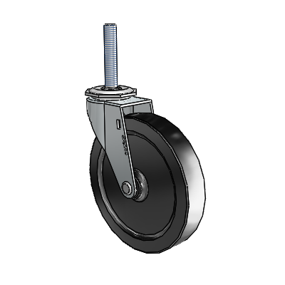 Regent Threaded Stem Zinc Swivel Caster with 5 x .9375 Black Polyolefin Wheel