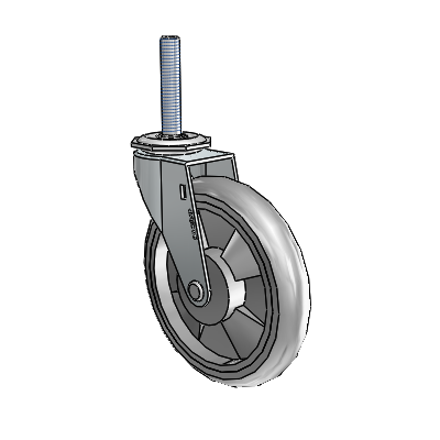 Regent Threaded Stem Zinc Swivel Caster with 5 x .9375 Grey MonoTech Wheel