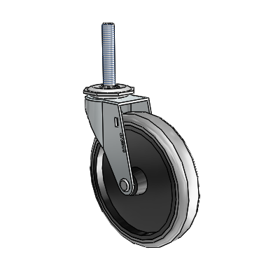Regent Threaded Stem Zinc Swivel Caster with 5 x .9375 Grey Thermoplastic Rubber Wheel