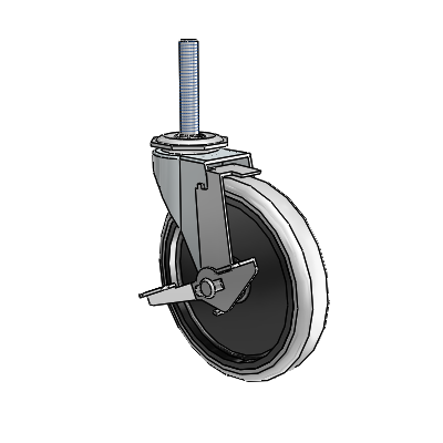 Regent Threaded Stem Zinc Swivel Caster with 5 x .9375 Grey Thermoplastic Urethane Wheel and Tread Lock Brake
