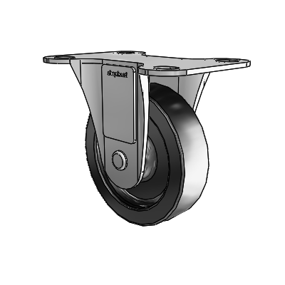 Regent Top Plate Zinc Rigid Caster with 3 x .8125 Black Polyolefin Wheel