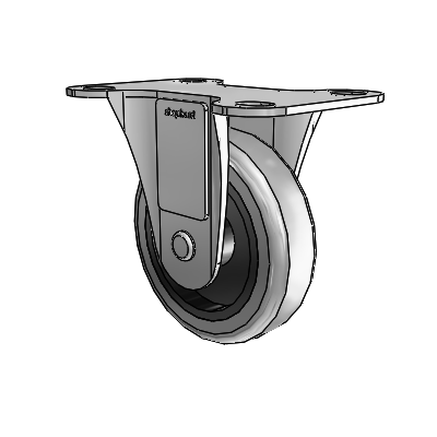 Regent Top Plate Zinc Rigid Caster with 3 x .8125 Grey Thermoplastic Rubber Wheel