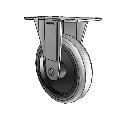 Regent Top Plate Zinc Rigid Caster with 4 x .9375 Grey Thermoplastic Rubber Wheel