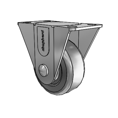 General Duty Top Plate Zinc Rigid Caster with 2 x .8125 Hard Rubber Wheel