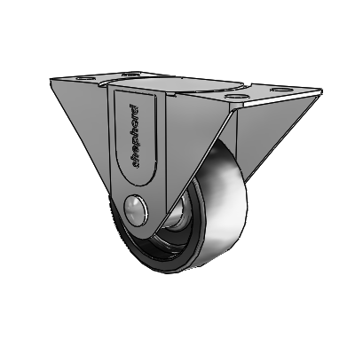 General Duty Top Plate Zinc Rigid Caster with 2.5 x 1.125 Polyolefin Wheel