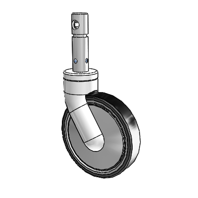 Primacy Single Medical Bed Stem Swivel Caster with 6 x 1.25 Thermoplastic Urethane Wheel and Central Locking - Total/Direction Lock Brake