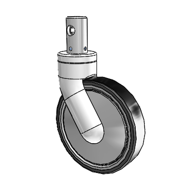 Primacy Single Medical Bed Stem Swivel Caster with 6 x 1.25 Thermoplastic Rubber Wheel and Central Locking - Total Lock Brake