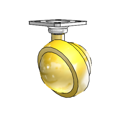 Top Plate Bright Brass Swivel Ball Caster with 2 Wheel