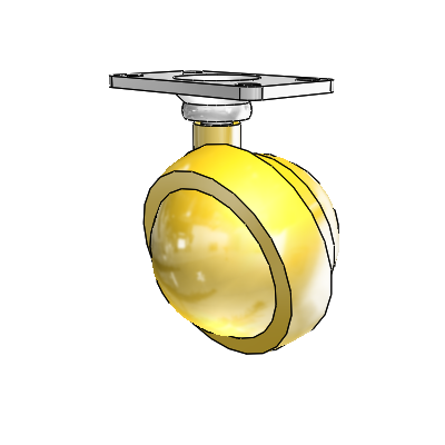 Top Plate Bright Brass Swivel Ball Caster with 2 Wheel