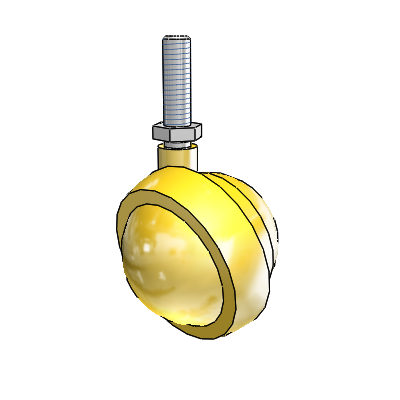 Threaded Stem Bright Brass Swivel Ball Caster with 2 Wheel