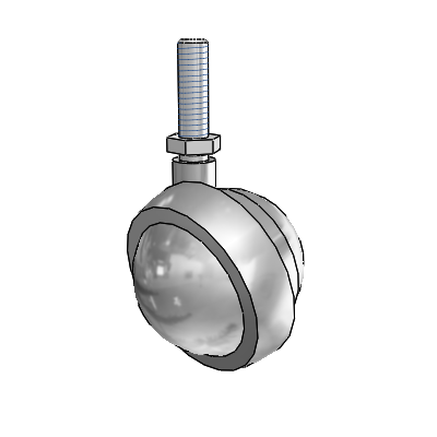 Threaded Stem Satin Chrome Swivel Ball Caster with 2 Wheel