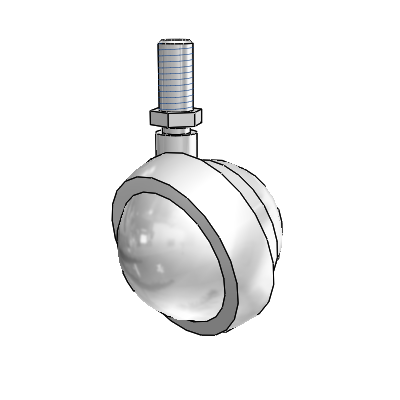 Threaded Stem Bright Chrome Swivel Ball Caster with 2 Wheel