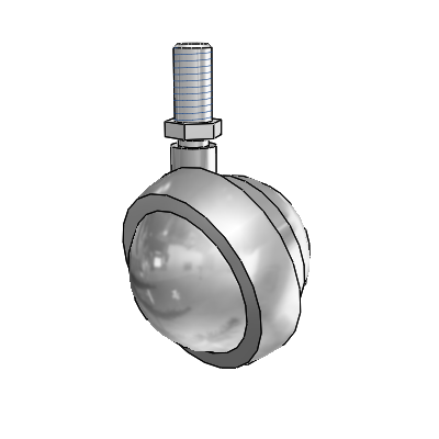 Threaded Stem Satin Chrome Swivel Ball Caster with 2 Wheel