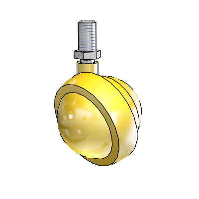 Threaded Stem Bright Brass Swivel Ball Caster with 2 Wheel