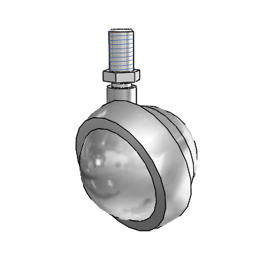 Threaded Stem Satin Chrome Swivel Ball Caster with 2 Wheel
