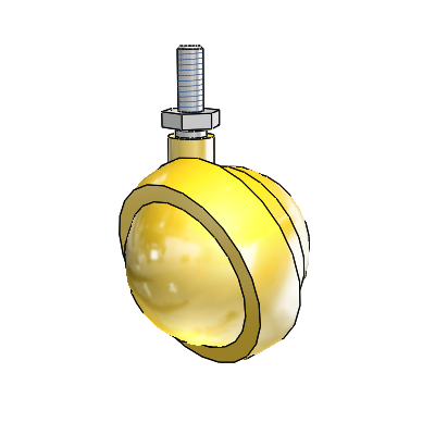 Threaded Stem Bright Brass Swivel Ball Caster with 2 Wheel
