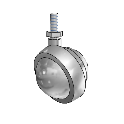 Threaded Stem Satin Chrome Swivel Ball Caster with 2 Wheel