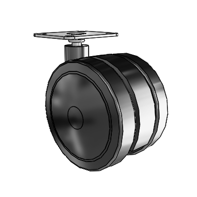 Softech Top Plate Black Swivel Caster with 3.937 Thermoplastic Elastomer Wheel