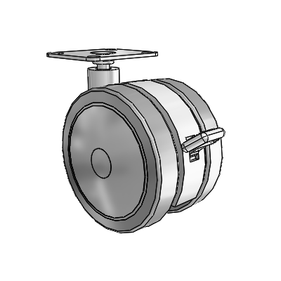 Softech Top Plate Grey Swivel Caster with 3.937 Thermoplastic Elastomer Wheel and Brake