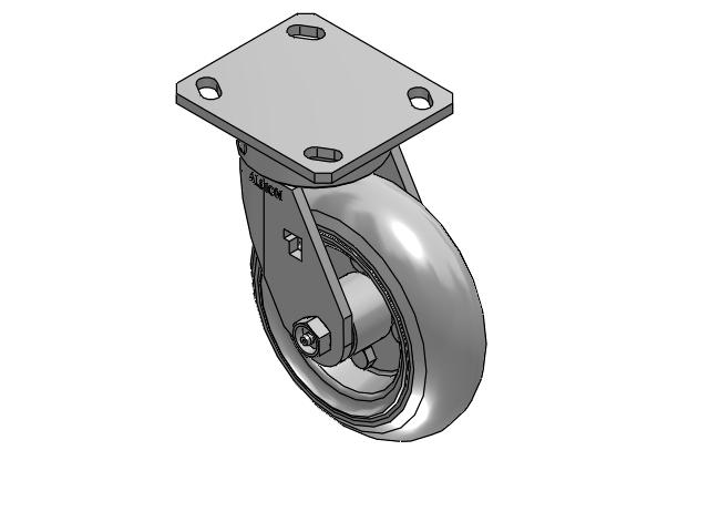 170 Series Top Plate Swivel Caster with 6 x 2 Grey Tread on Zinc-plated Hub SV - Semi-Pneumatic Monoprene (Grey) Wheel