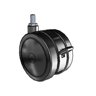 Softech Threaded Stem Black Swivel Caster with 3.937 Thermoplastic Elastomer Wheel and Brake