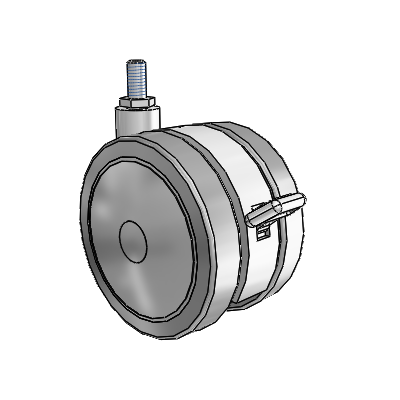 Softech Threaded Stem Grey Swivel Caster with 3.937 Thermoplastic Elastomer Wheel and Brake