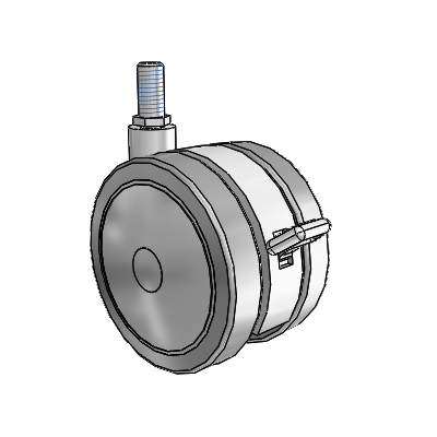 Softech Threaded Stem Grey Swivel Caster with 3.937 Thermoplastic Elastomer Wheel and Brake