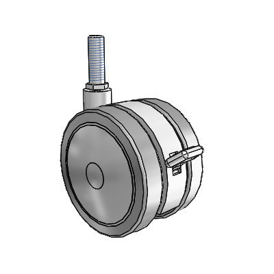Softech Threaded Stem Grey Swivel Caster with 3.937 Thermoplastic Elastomer Wheel and Brake