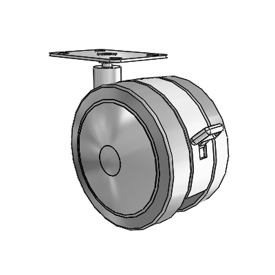 Softech Top Plate Grey Swivel Caster with 4.921 Thermoplastic Elastomer Wheel and Brake