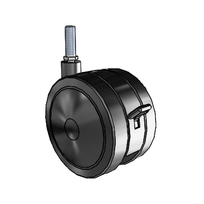 Softech Threaded Stem Black Swivel Caster with 4.921 Thermoplastic Elastomer Wheel and Brake