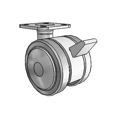 Softech Top Plate Grey Swivel Caster with 1.9685 Thermoplastic Elastomer Wheel and Brake