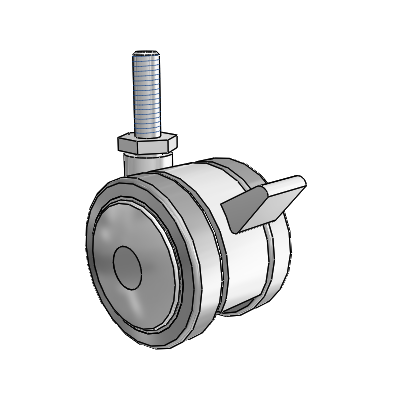 Softech Threaded Stem Grey Swivel Caster with 1.9685 Thermoplastic Elastomer Wheel and Brake