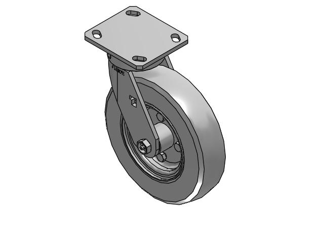 170 Series Top Plate Swivel Caster with 8 x 2 Grey Tread on Zinc-plated Hub SV - Semi-Pneumatic Monoprene (Grey) Wheel