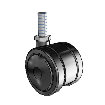 Softech Threaded Stem Black Swivel Caster with 1.9685 Thermoplastic Elastomer Wheel